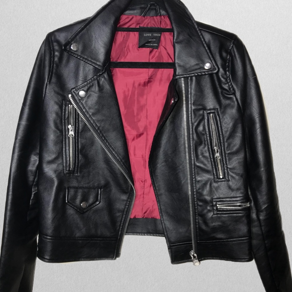 Black Faux Leather Jacket | Size M